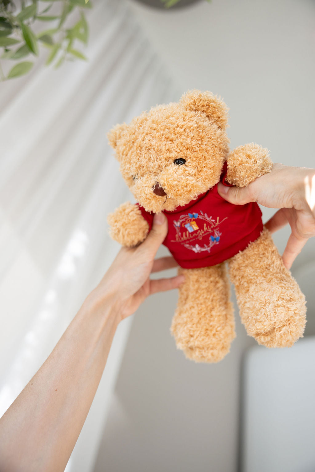 Lieblingskind-Teddybär mit rotem Shirt