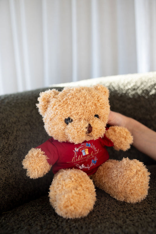 Lieblingskind-Teddybär mit rotem Shirt
