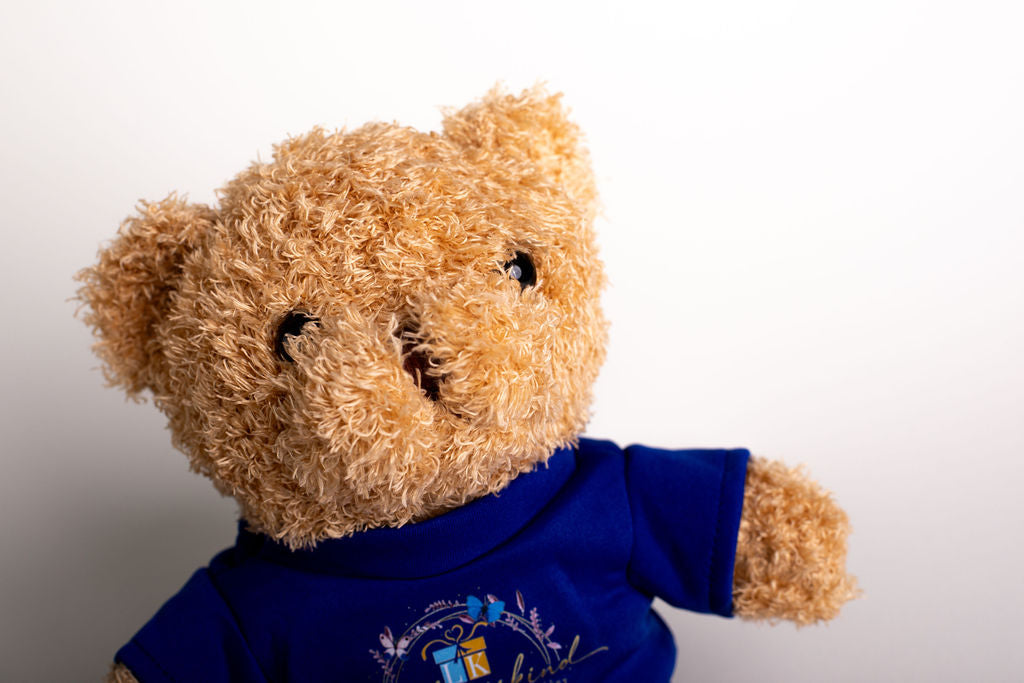 Lieblingskind-Teddybär mit königsblauem Shirt
