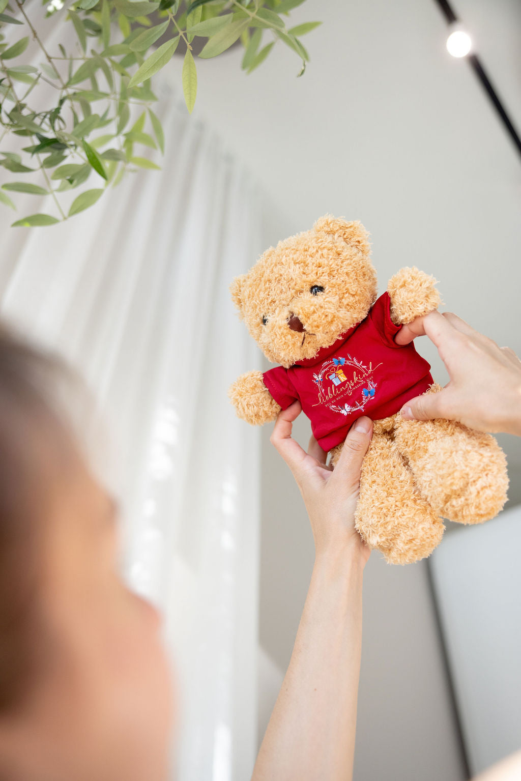 Lieblingskind-Teddybär mit rotem Shirt